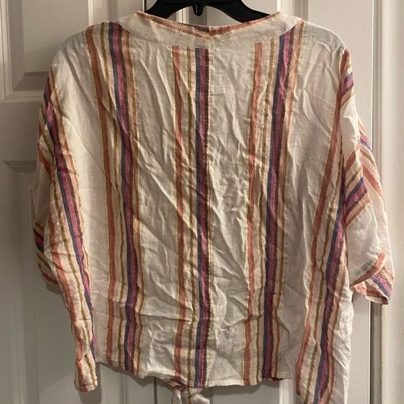 Rails Thea Jewel Stripe Tie Front Linen Blend Top Size XS - Picture 4 of 4